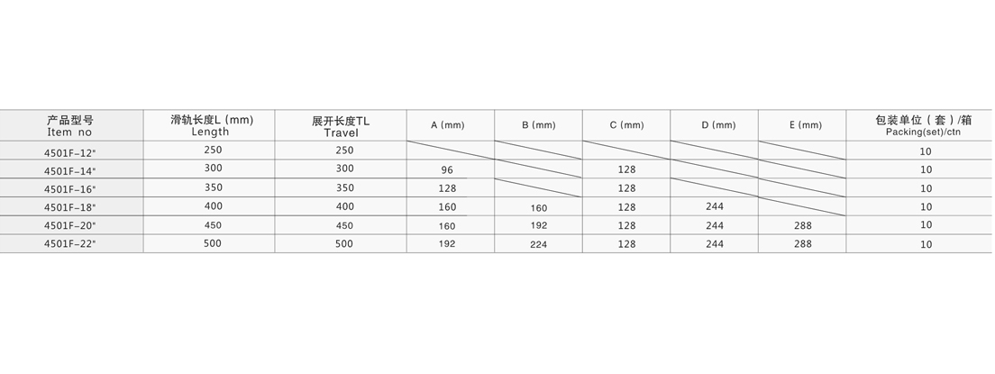 4501F三節緩沖鋼珠滑軌